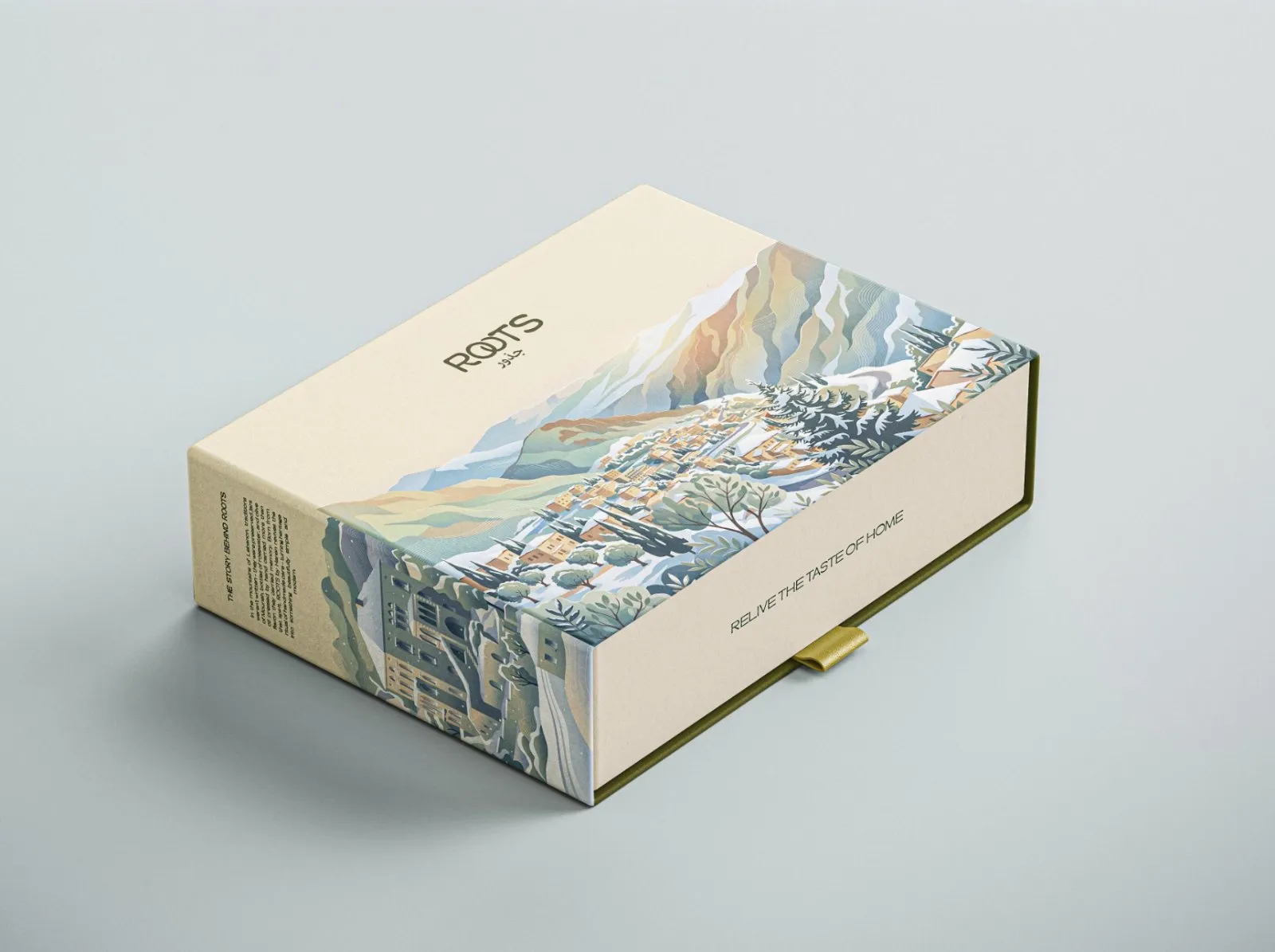 Winter gift box wrapped in the same valley under snow